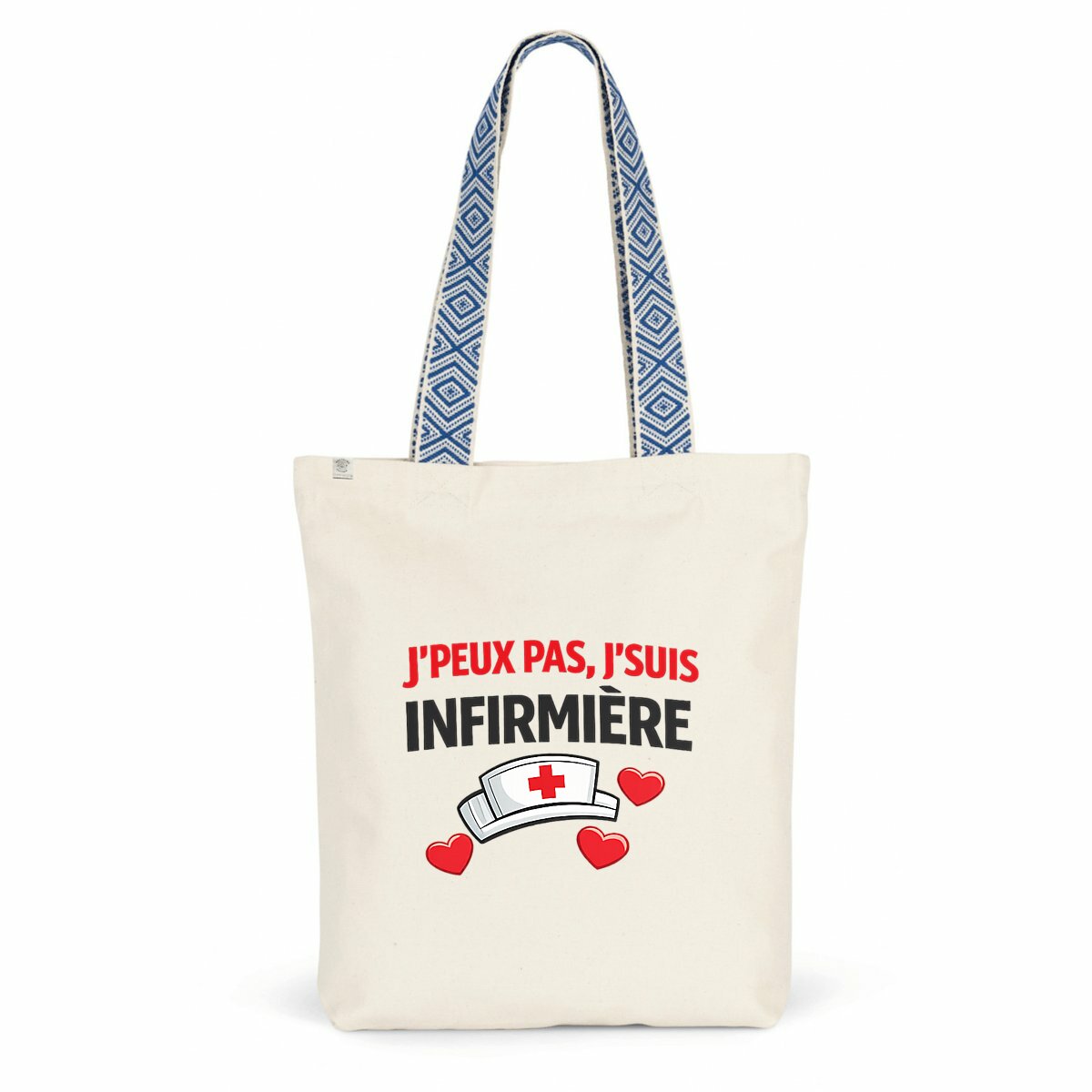 Totebag Infirmière – “J’peux pas, j’suis infirmière” | Sac humour infirmière - face_0