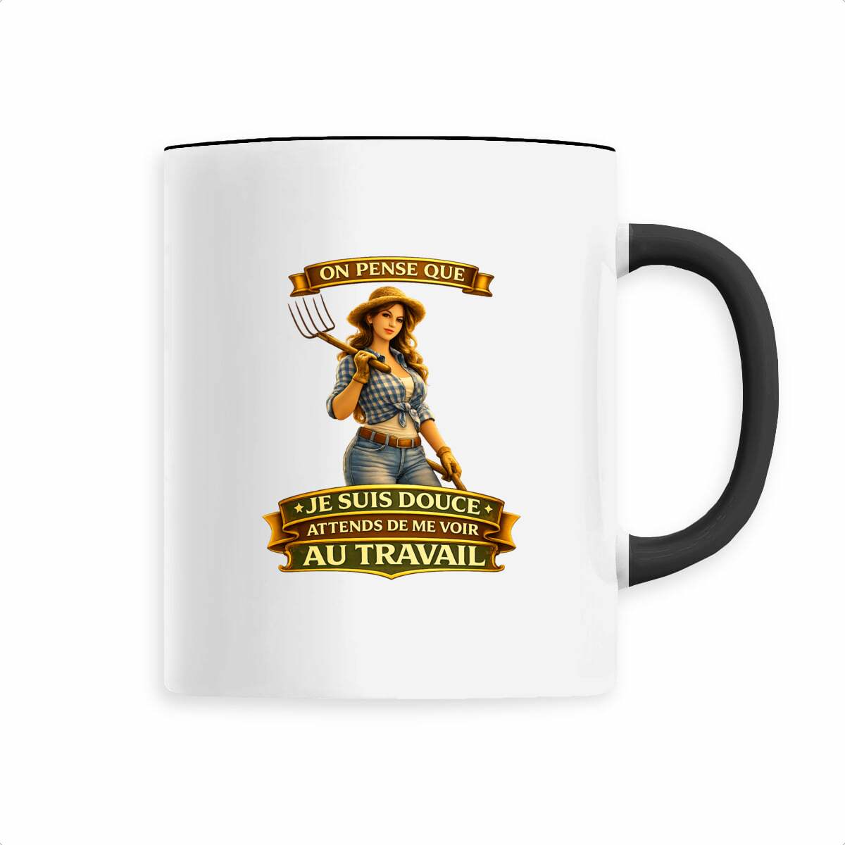 Mug Agricultrice – “Je suis douce… Attends de me voir au travail” - face_4
