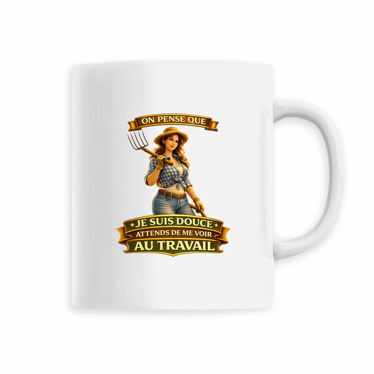 Mug Agricultrice – “Je suis douce… Attends de me voir au travail” - face_5