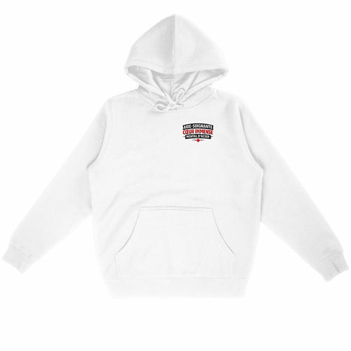 Hoodie Aide-Soignante – Cœur Immense, Mental d’Acier | Hoodie Cadeau Soignante - face_blanc