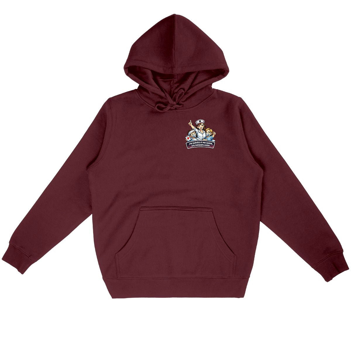 Hoodie Infirmière – Niveau fatigue : Expert - face_bordeaux