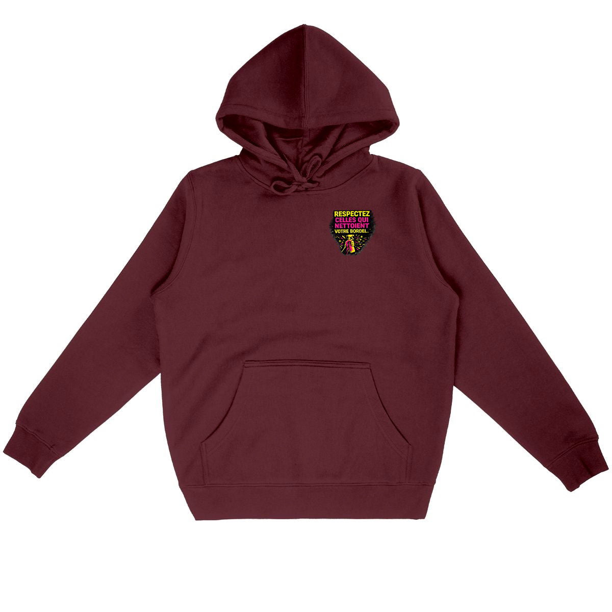 Hoodie agente de nettoyage “Respectez celles qui nettoient” – Édition Respect - face_bordeaux