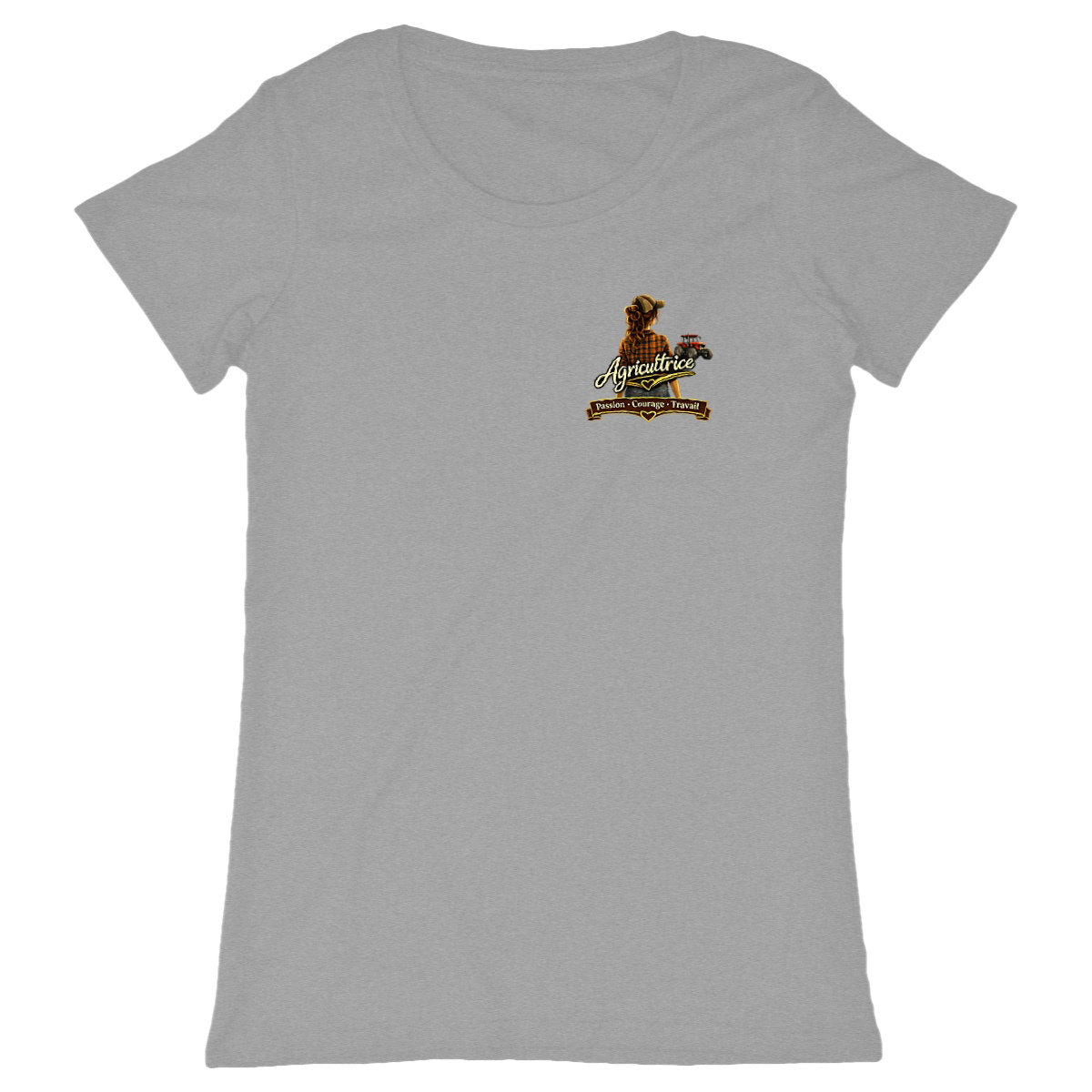 T-shirt Femme Agricultrice – Élégance & Caractère - face_gris