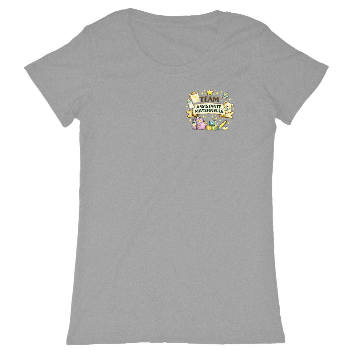 T-shirt Assistante Maternelle – Un métier, une vocation, un cœur immense - face_gris