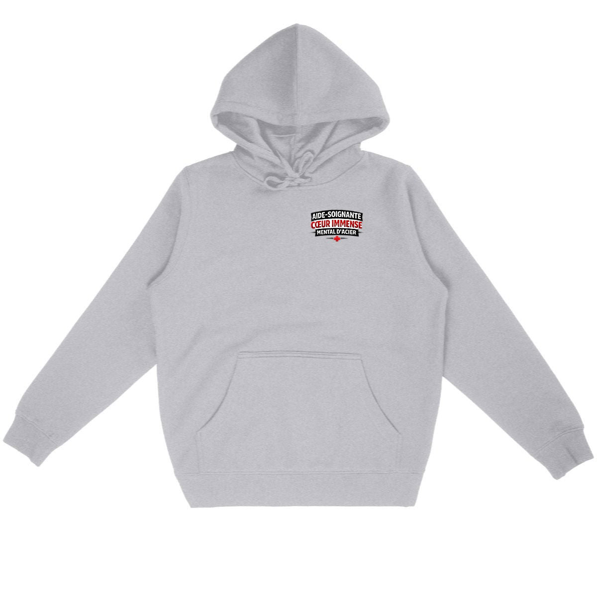 Hoodie Aide-Soignante – Cœur Immense, Mental d’Acier | Hoodie Cadeau Soignante - face_gris