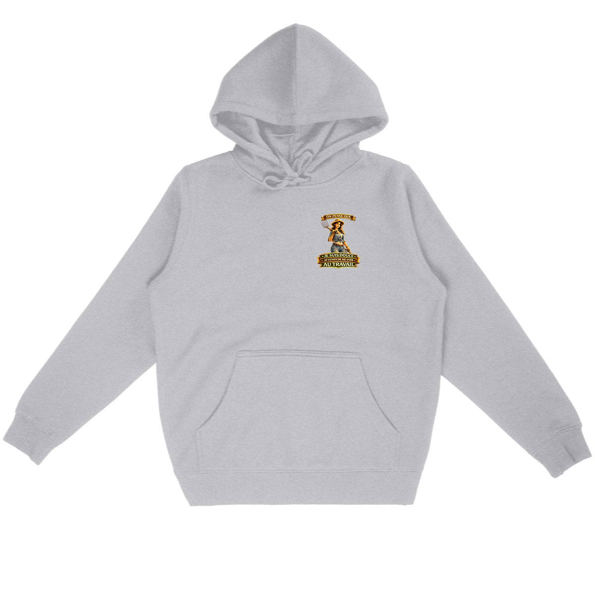 Sweat à capuche Agricultrice – Force & Fierté - face_gris