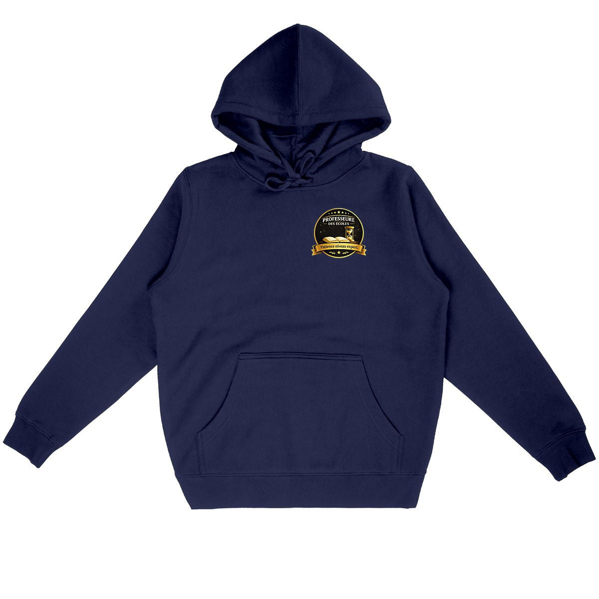 Hoodie Professeure des Écoles – Patience Niveau Expert - face_marine