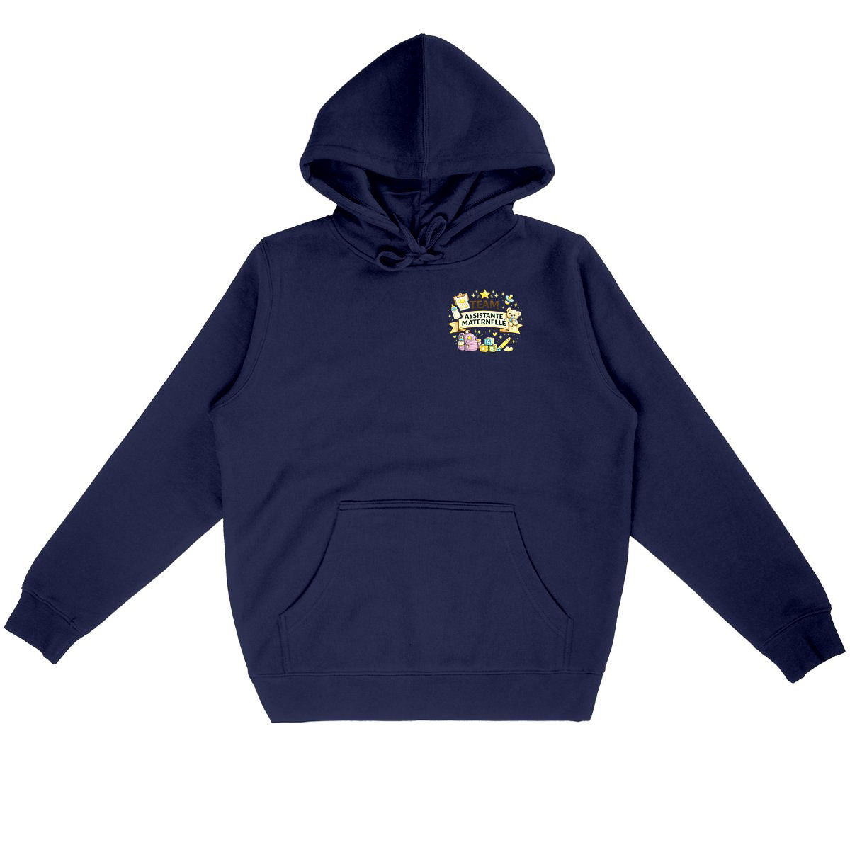 Hoodie Assistante Maternelle – Patience, Douceur et Super-Pouvoirs - face_marine