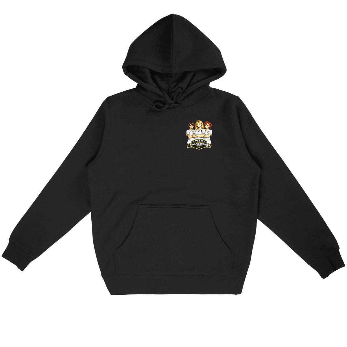Sweat à capuche Team Aide-Soignante – Édition Confort - face_noir