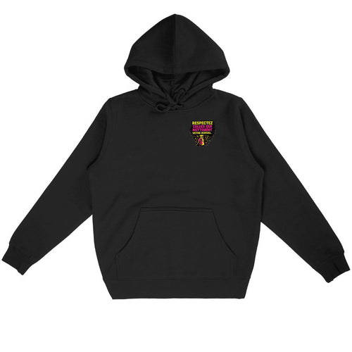 Hoodie agente de nettoyage “Respectez celles qui nettoient” – Édition Respect - face_noir